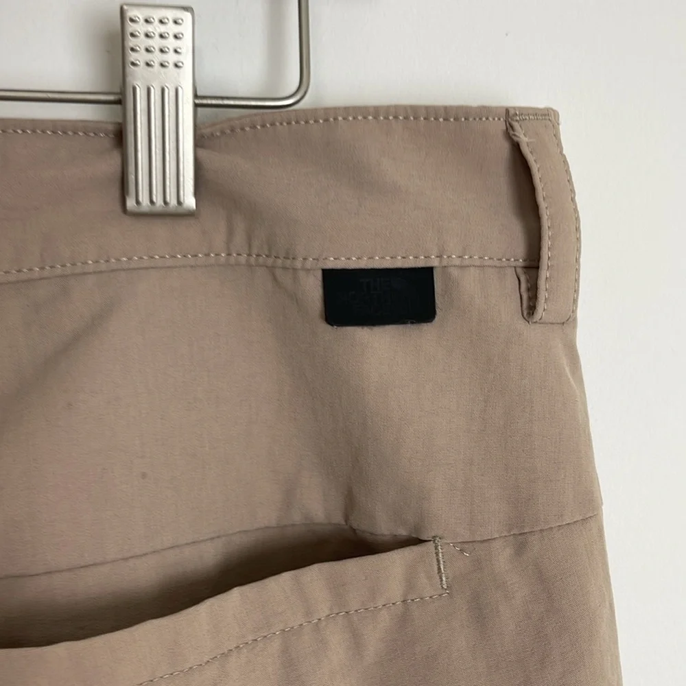 The North Face Tan Flat Front Shorts Versatile Style size 34 inseam 9 inches